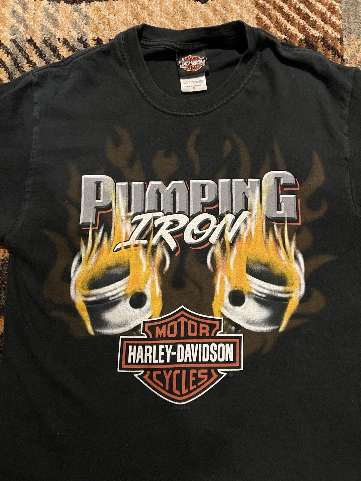 🔥VINTAGE HARLEY DAVIDSON MOTORCYCLES T-SHIRT SMALL PUMPING IRON USA MADE gallery
