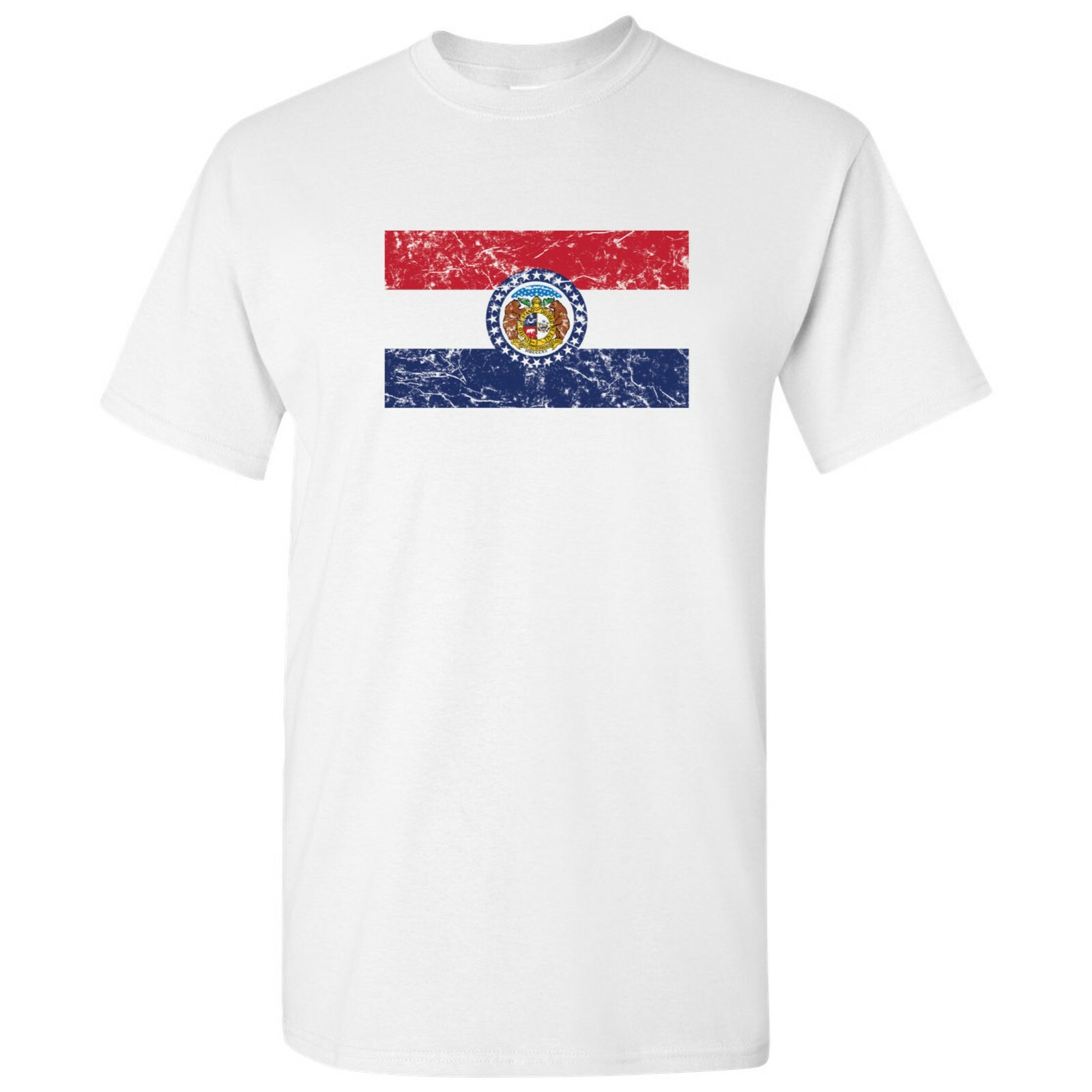 Missouri State Flag – Hometown Pride Local Souvenir Basic Cotton T-Shirt – White