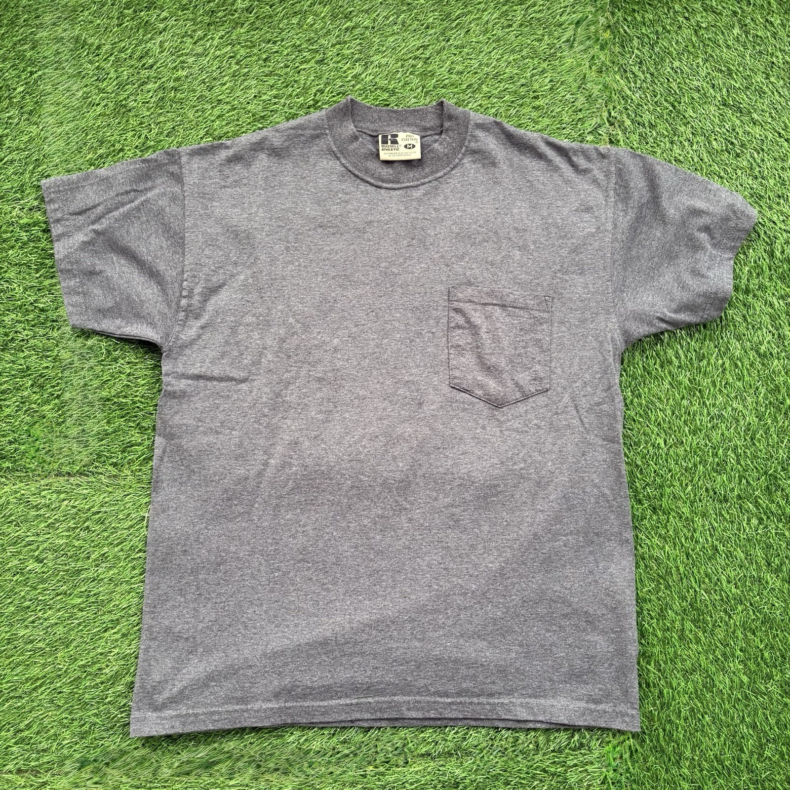 VTG 90’s Russell Athletic Pro Cotton Heavyweight Pocket Tee Blank Gray Men’s M gallery