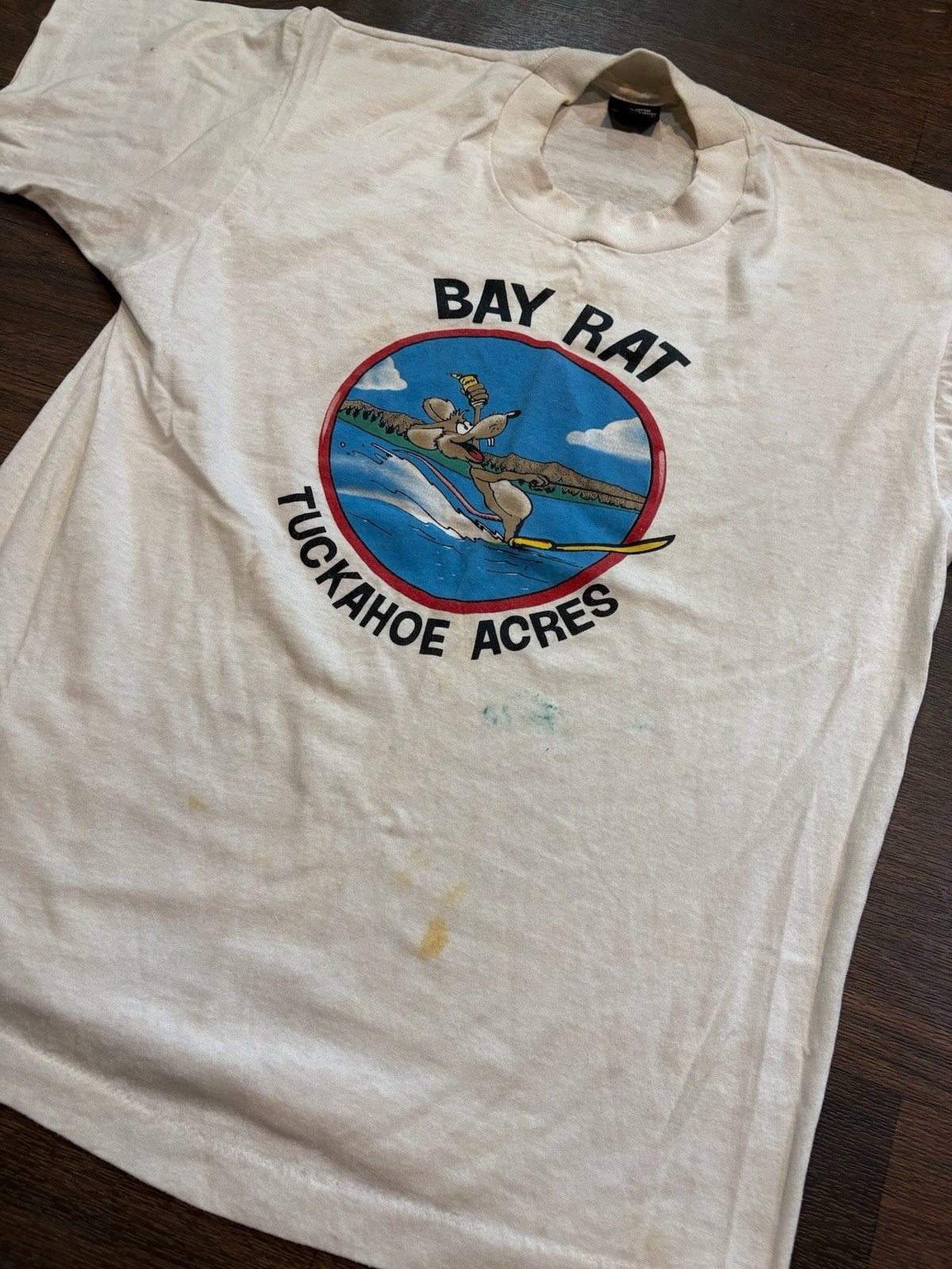 Vintage 80s Bay Rat Tuckahoe Acres Screen Stars Best T Shirt Large USA Waterski gallery