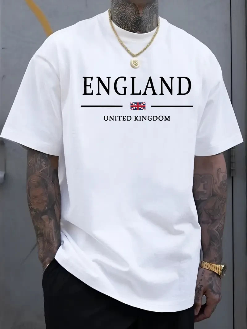 Men's England T-Shirt Union Jack Flag Tee Casual Graphic Top Crew Neck Shirt gallery