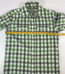 super bad shirt company men’s button down green plaid short sleeve size S small
