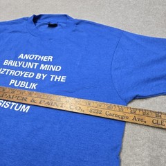 Vtg 80s Another Brilyunt Mind Diztroyed Humor T-Shirt Sz L Grunge Single Stitch