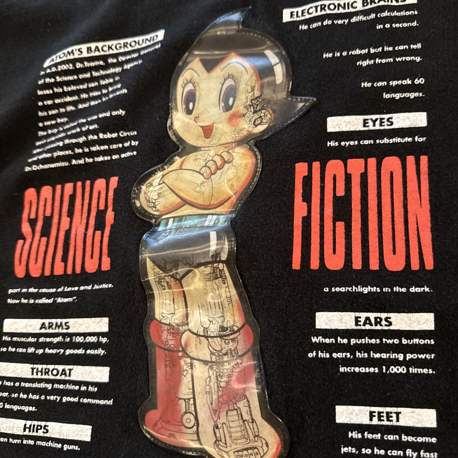 Vintage Tezuka Osamu L Astro Boy Hologram Graphic Tee Shirt Black Mighty Atom gallery