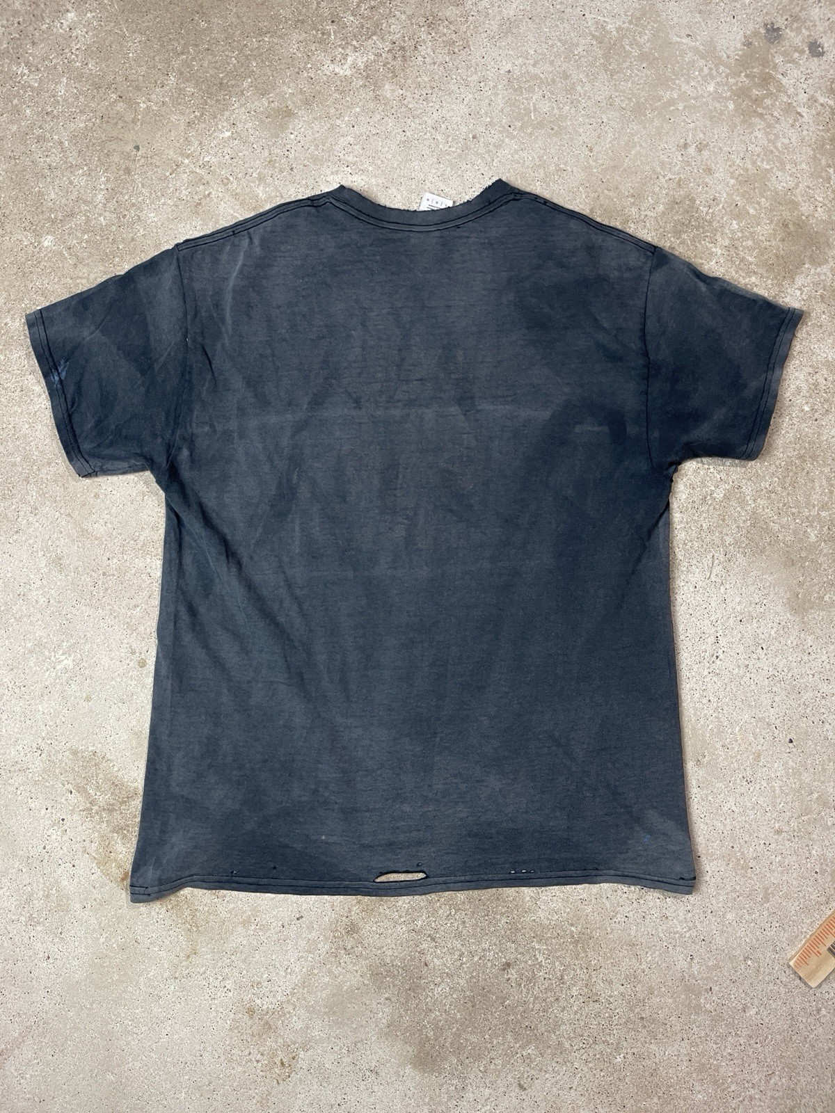Vintage Sun faded Pocket T-Shirt Gradient Thrashed Mens Size L Distressed Black gallery