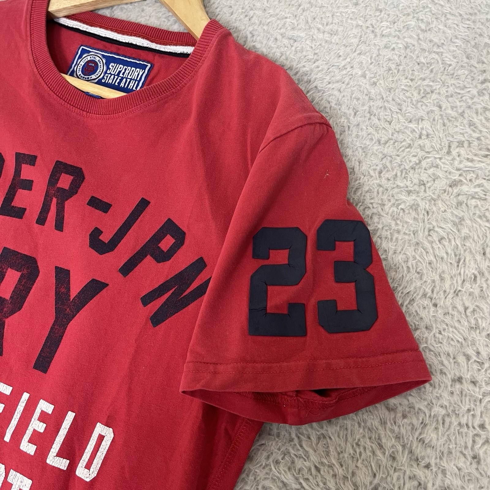 Superdry Track and Field T Shirt Mens L* M Medium Red Crew Neck Short Sleeve gallery