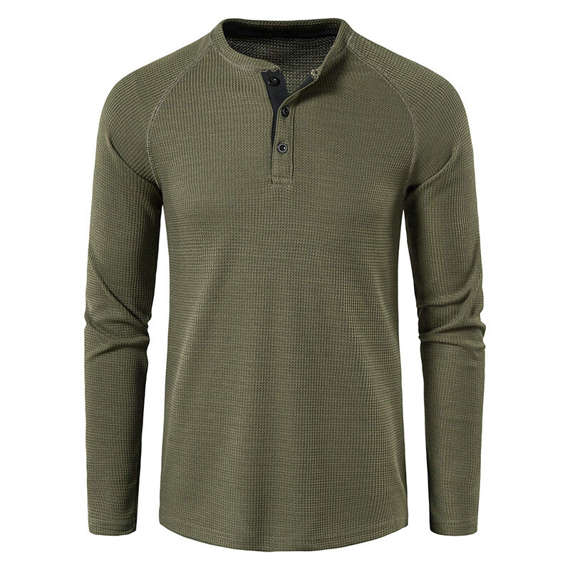 Mens Casual Henley T-shirt Solid Slim Fit Button Pullover Long Sleeve Tops Tunic gallery