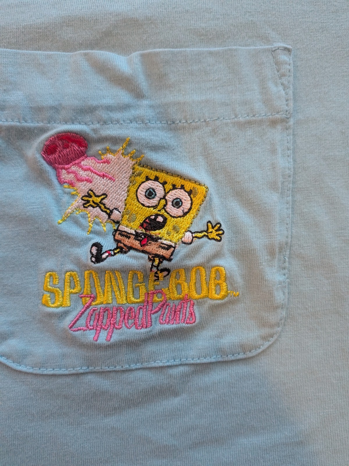 Nickelodeon SpongeBob SquarePants Men’s Blue V-Neck Embroidered Pocket Tee L gallery