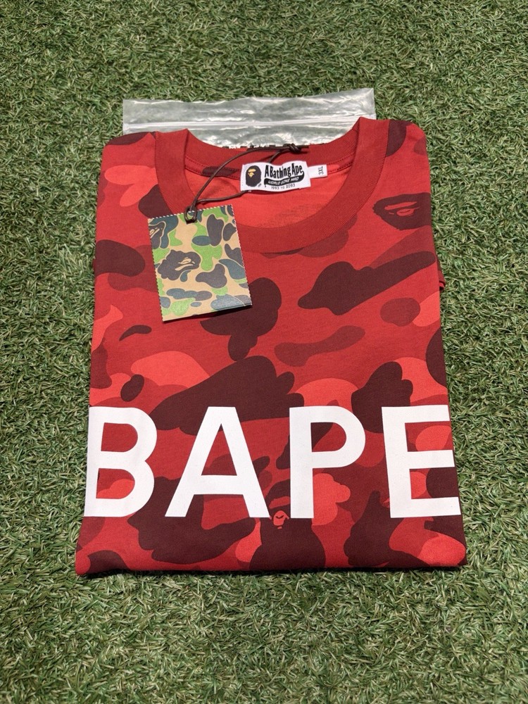 A Bathing Ape Red Color Camo Relaxed Fit Tee