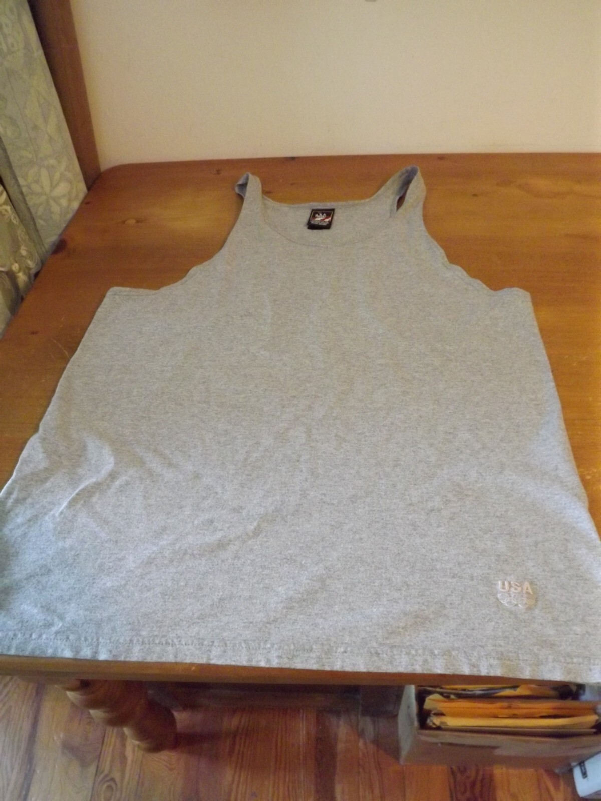 MENS RACERBACK TEE SHIRT size large U.S.A. OLYMPIC BRAND APPAREL choose color gallery