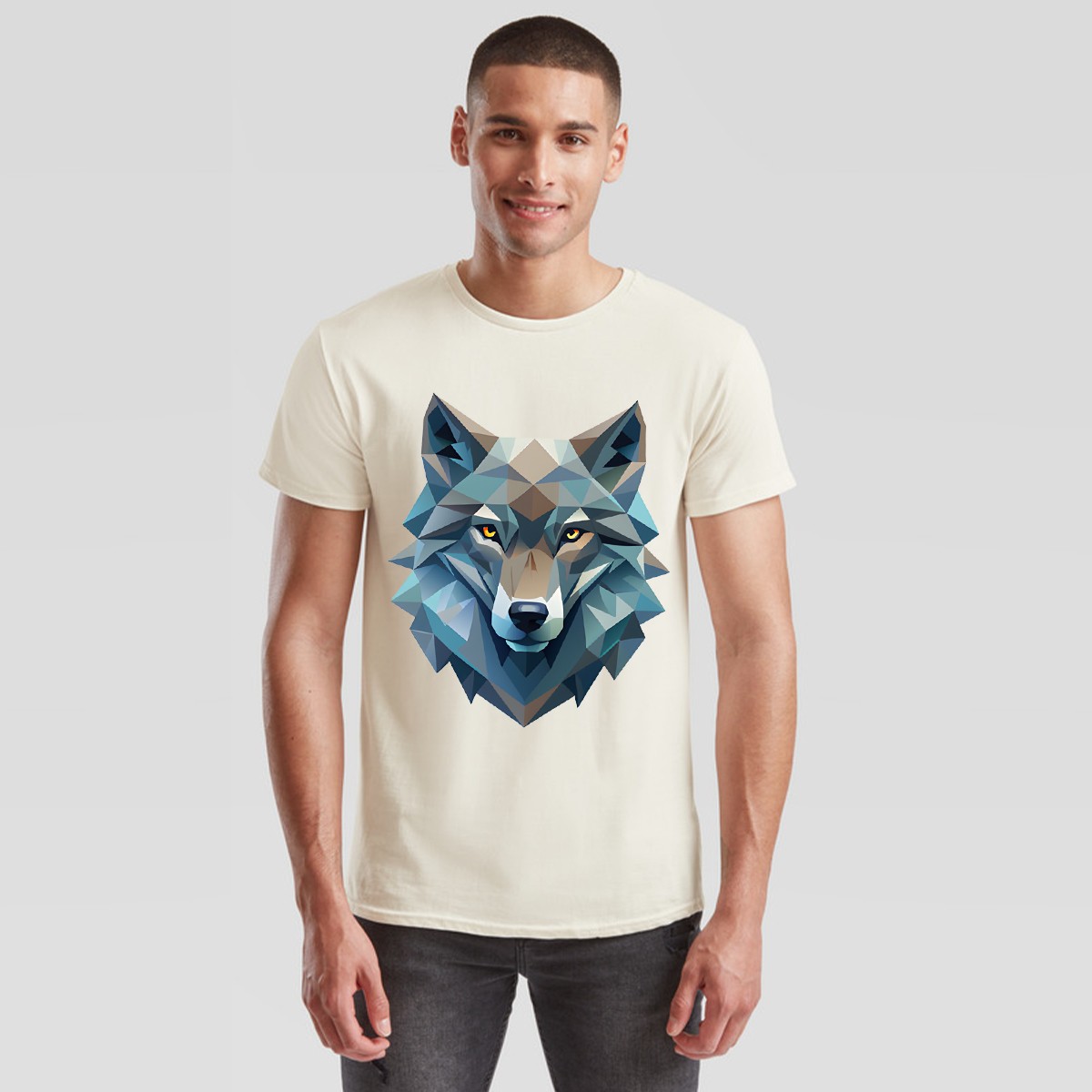 Wolf Geometric Wolves Animals Mens T-Shirt Polygonal Design gallery
