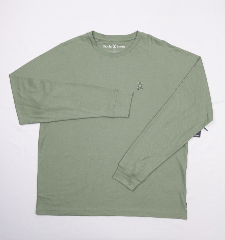 Psycho Bunny Men's Long Sleeve Taylor Pique Tee Shirt 6-L Sea Spray Embroidery gallery