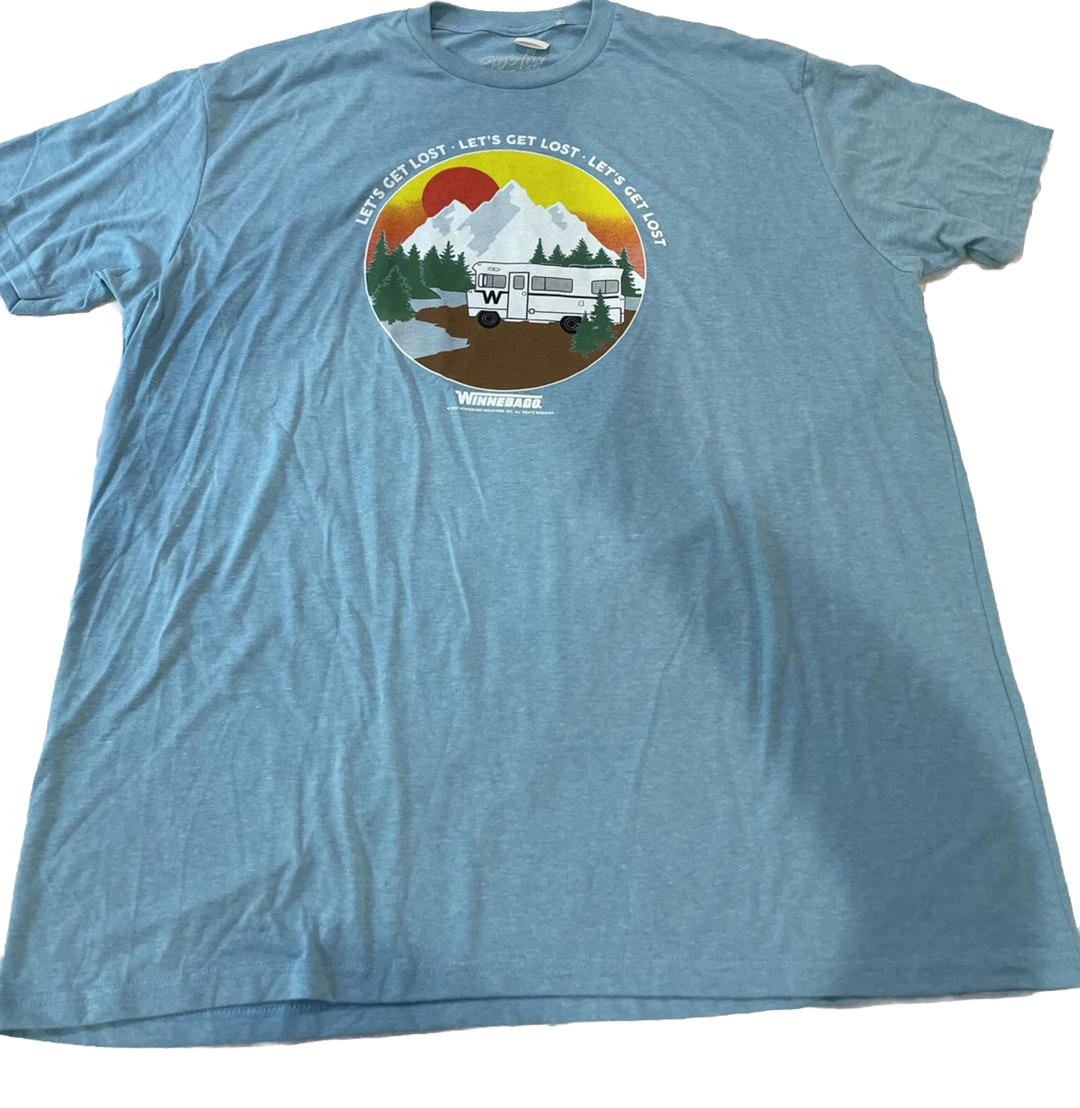 Winnebago Mens RV Camping T Shirt Blue "Let's Get Lost" Motorhome Size 3X Lg New gallery