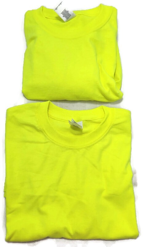 Mens’s Safety Yellow Cotton Blend High Vis Long Short Sleeve T Shirt X2 Small