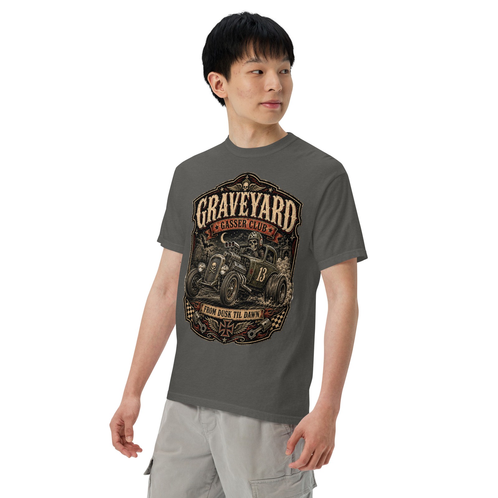 Graveyard Gasser Club 100% Cotton T-Shirt Hot Rod Racing Zombie Horror Tee S-4XL gallery