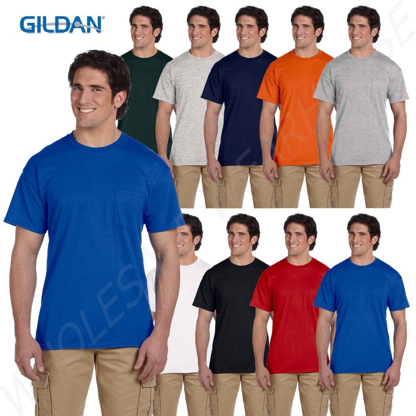 Gildan Mens T-Shirt Pocket Short Sleeves DryBlend 5.6 oz 50/50 Big Sizes BG830 gallery
