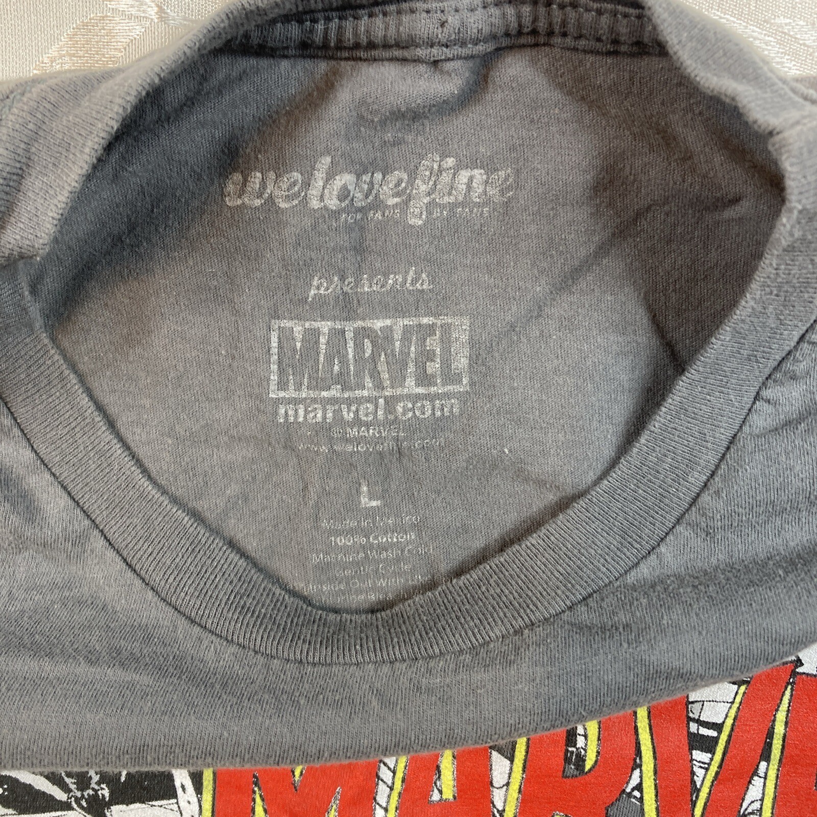 Marvel Comic Classic Character Collage Charcoal Grey T Shirt Sz L Graphic Modern gallery