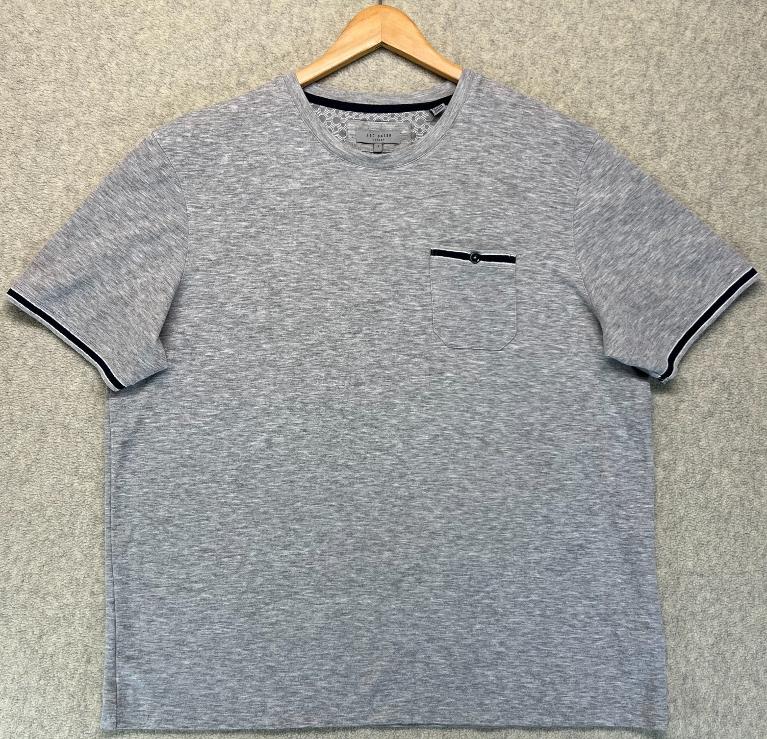 Ted Baker London Mens T-Shirt Heathered Gray Crew Neck Short Sleeve 7 US 3XL