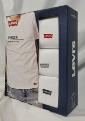 Levi’s 3 Pack V-Neck T-Shirts Small White Premium Cotton Blend, Tag-Free Levis