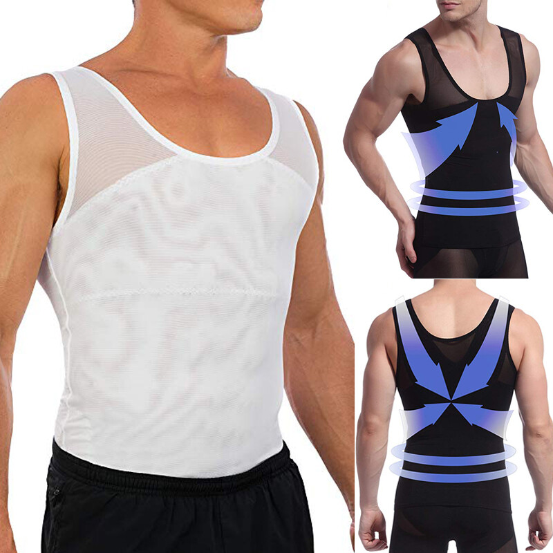 Camisa de compresión de pecho para hombres para ocultar moobs de ginecomastia gallery