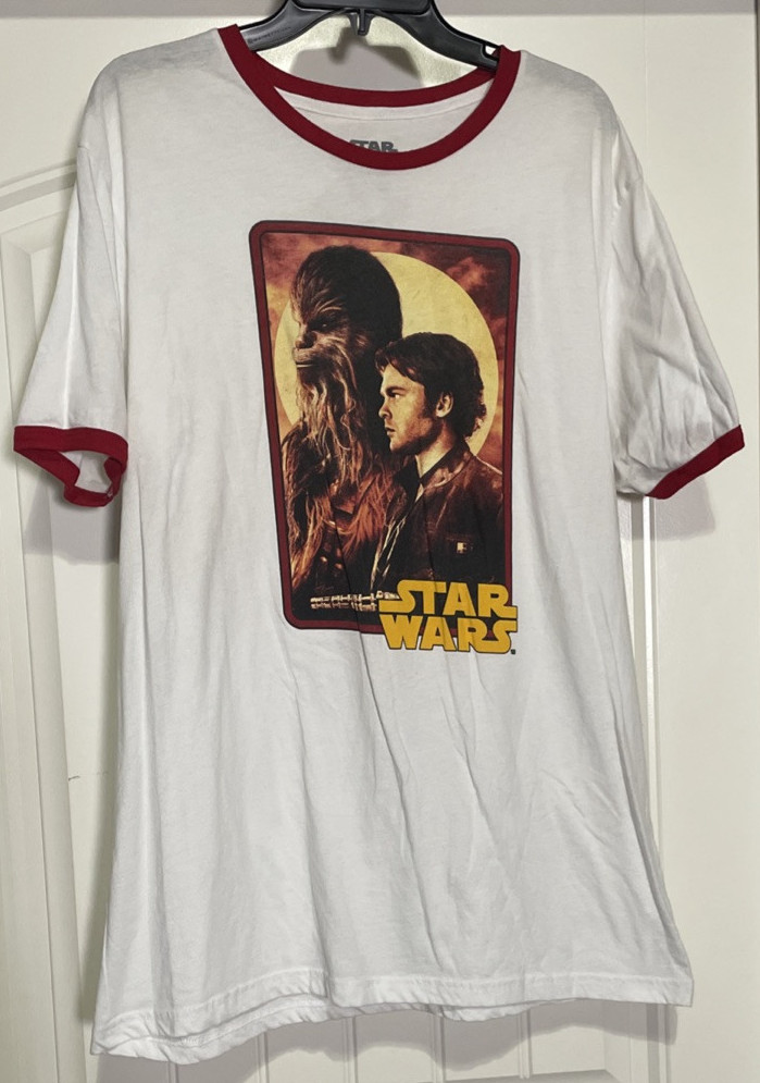 Star Wars Han Solo & Chewbacca Mad Engine T-Shirt Adult XXL White/Red