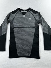 ODLO Base Layer Performance Light Fitted Long Sleeve Striped Men Women Large