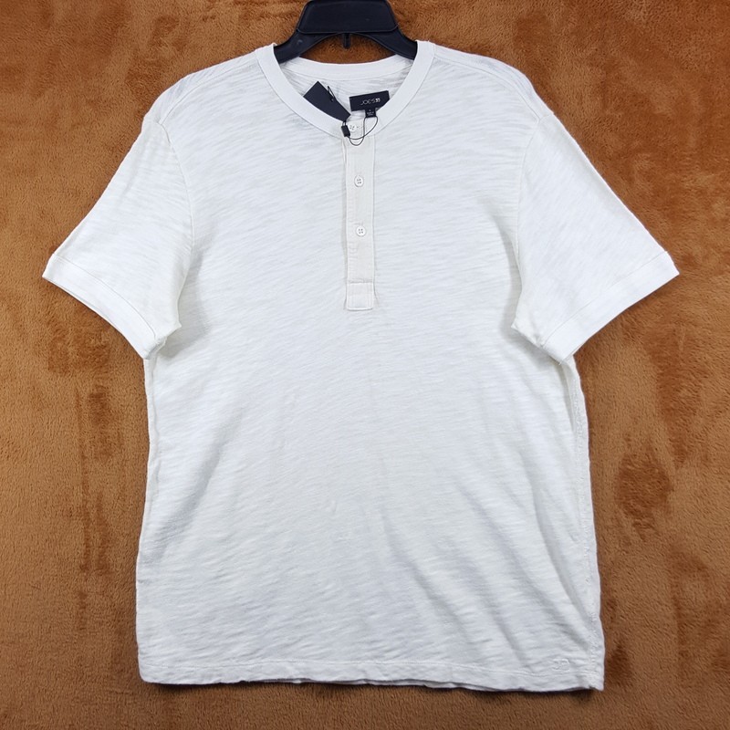JOES Shirt Mens XL Ivory Pullover Short Sleeve Henley Slub Knit Utility MILO