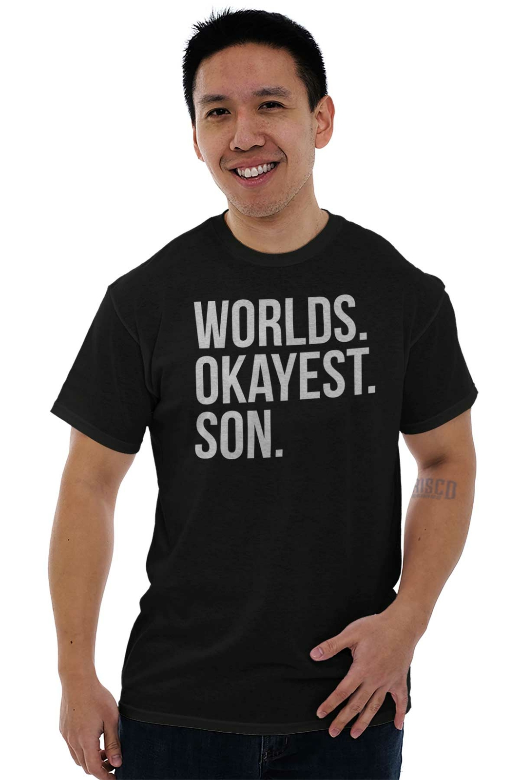 Worlds Okayest Son Parent Family Birthday Mens Short Sleeve Crewneck Tee gallery