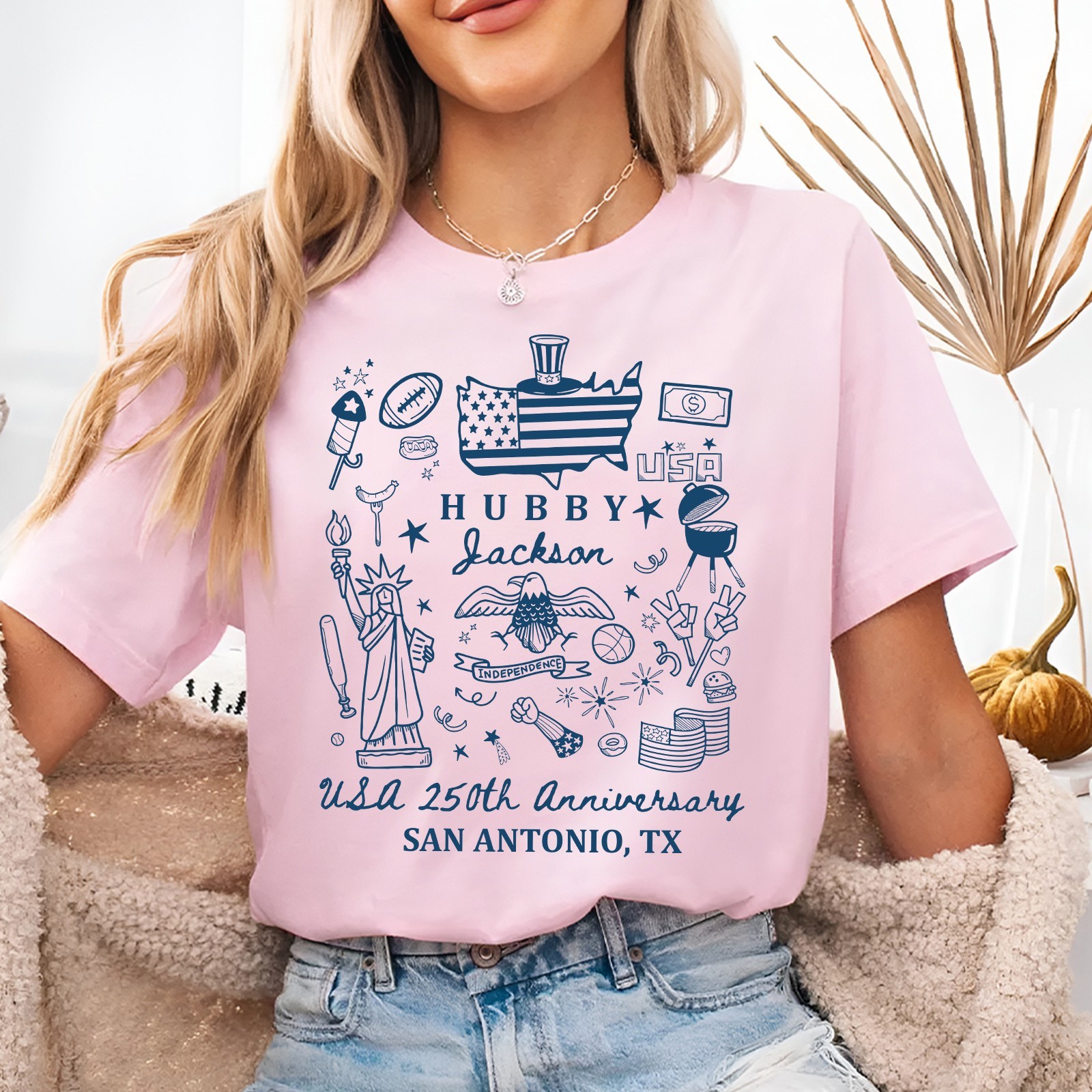 Personalized Hubby Shirt Custom Name State USA 250th Anniversary 4th July Tee gallery