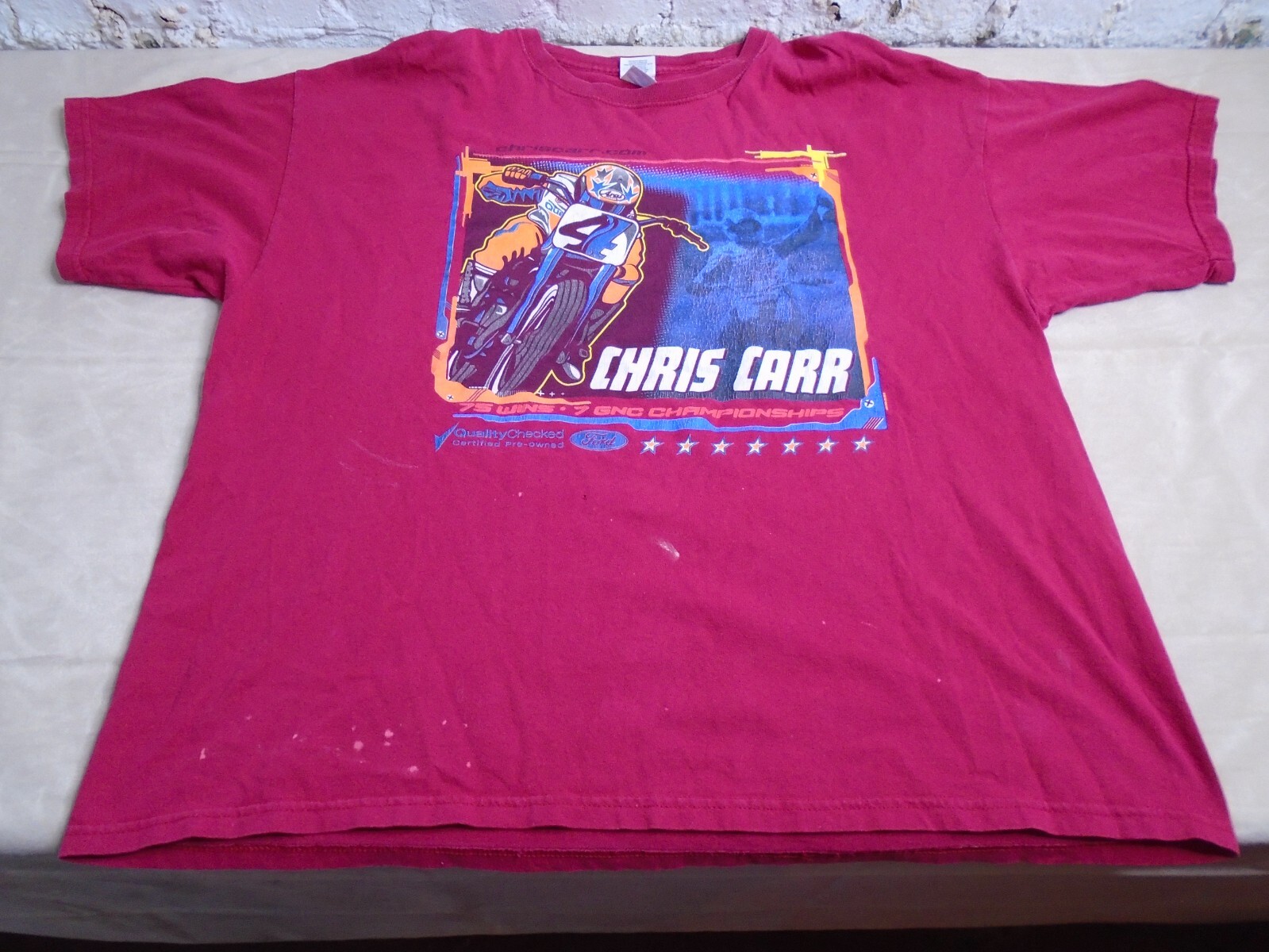Vintage Y2K Chris Carr T Shirt 75 Wins 7 GNC Wins Motorcycle Racing Size XXL
