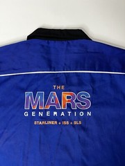 Rare Boeing Starliner Mars Project Blue Black Retro Bowling S/S Shirt Mens L EUC