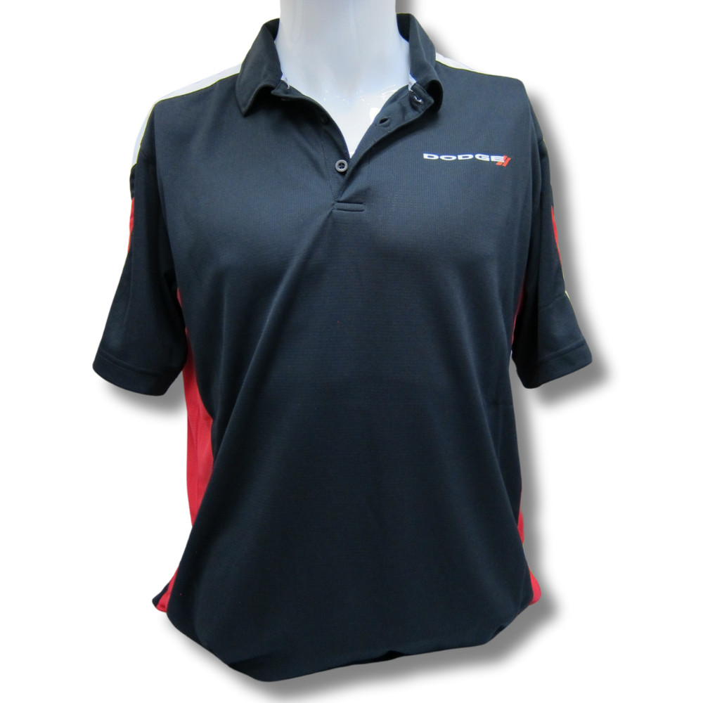 Dodge Logo Dry-Wicking Polyester Black/Red Polo Shirt Official Licensed gallery