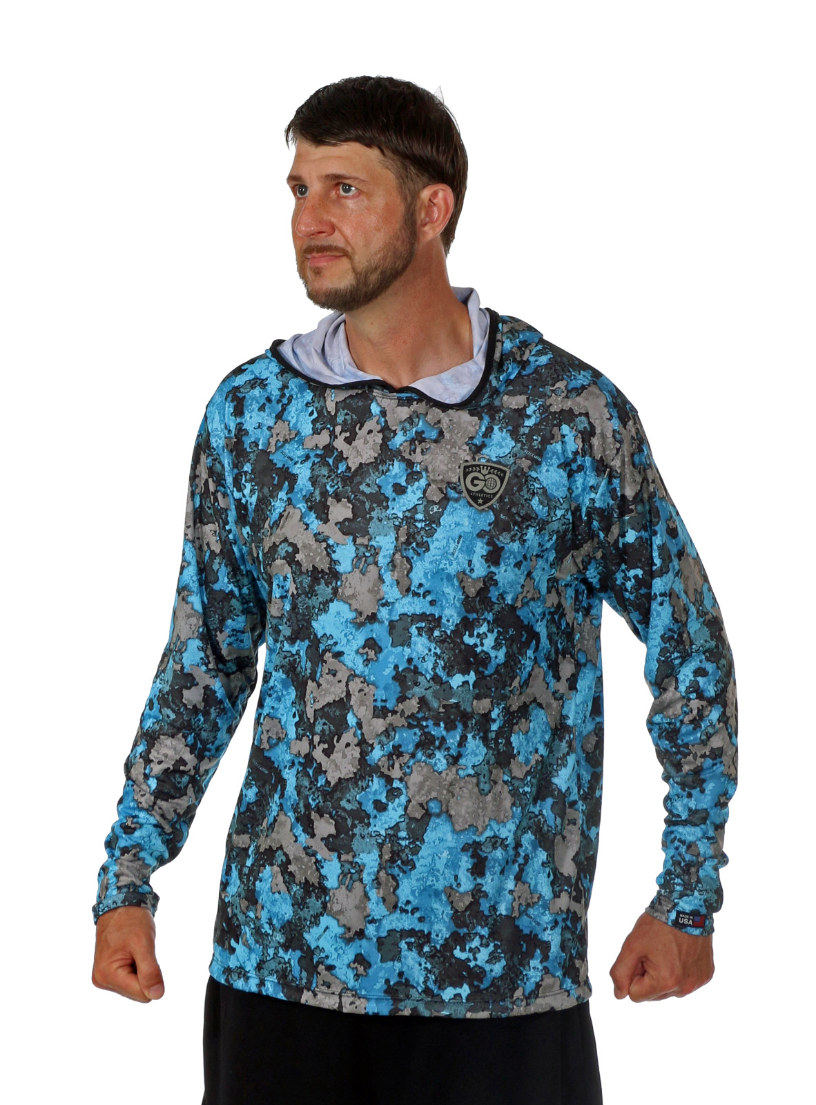 UPF50+ Mens Sun Shield Skin Protection Long Sleeve Microfiber Fishing Shirt Hood gallery