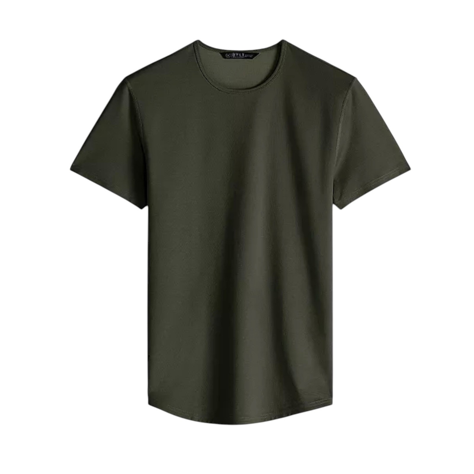 BYLT Premium Basics Mens Drop Cut Lux Short Sleeve Tee Olive Green Large
