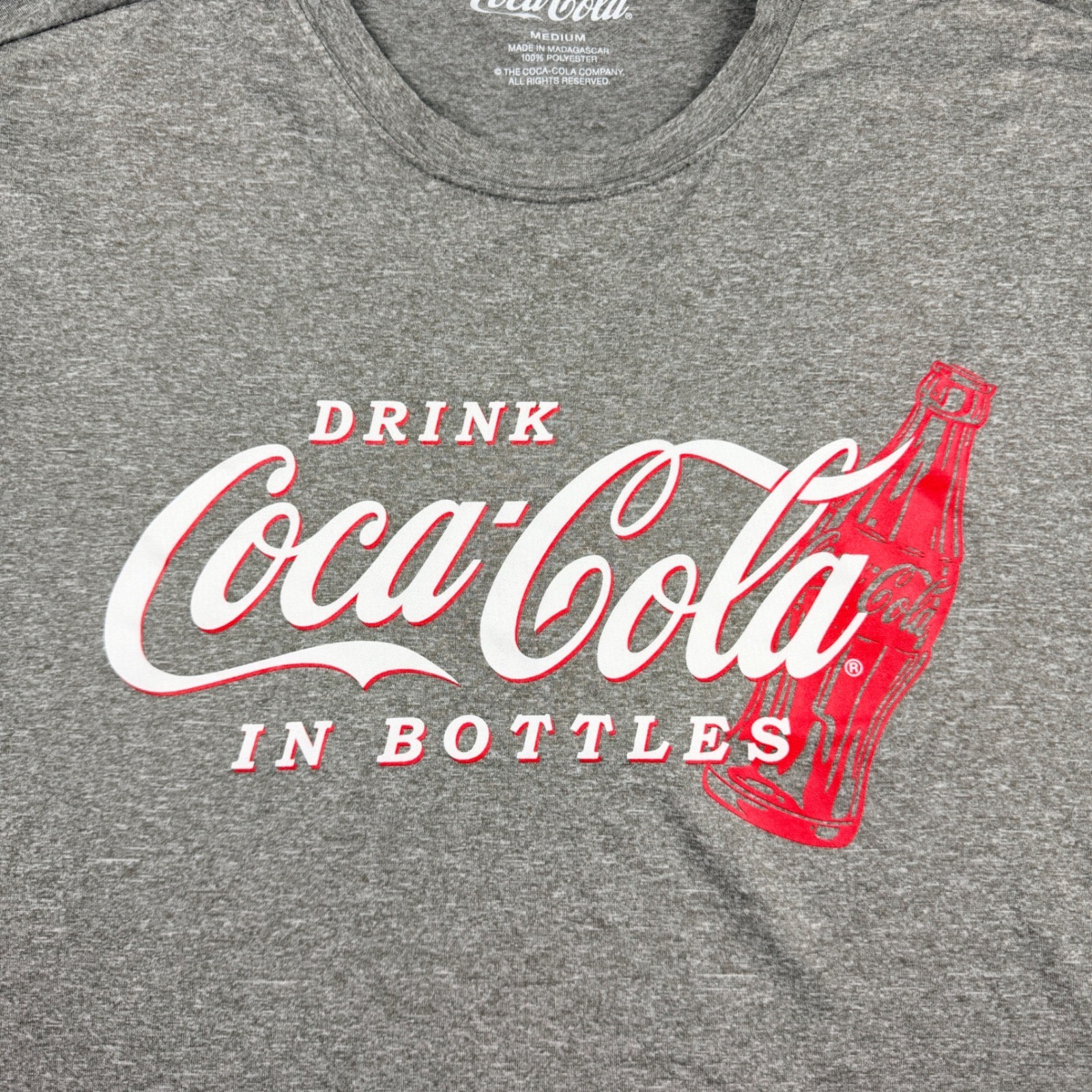 Coca Cola Mens T-Shirt Grey Graphic Tee Drink Coca-Cola In Bottles Medium gallery