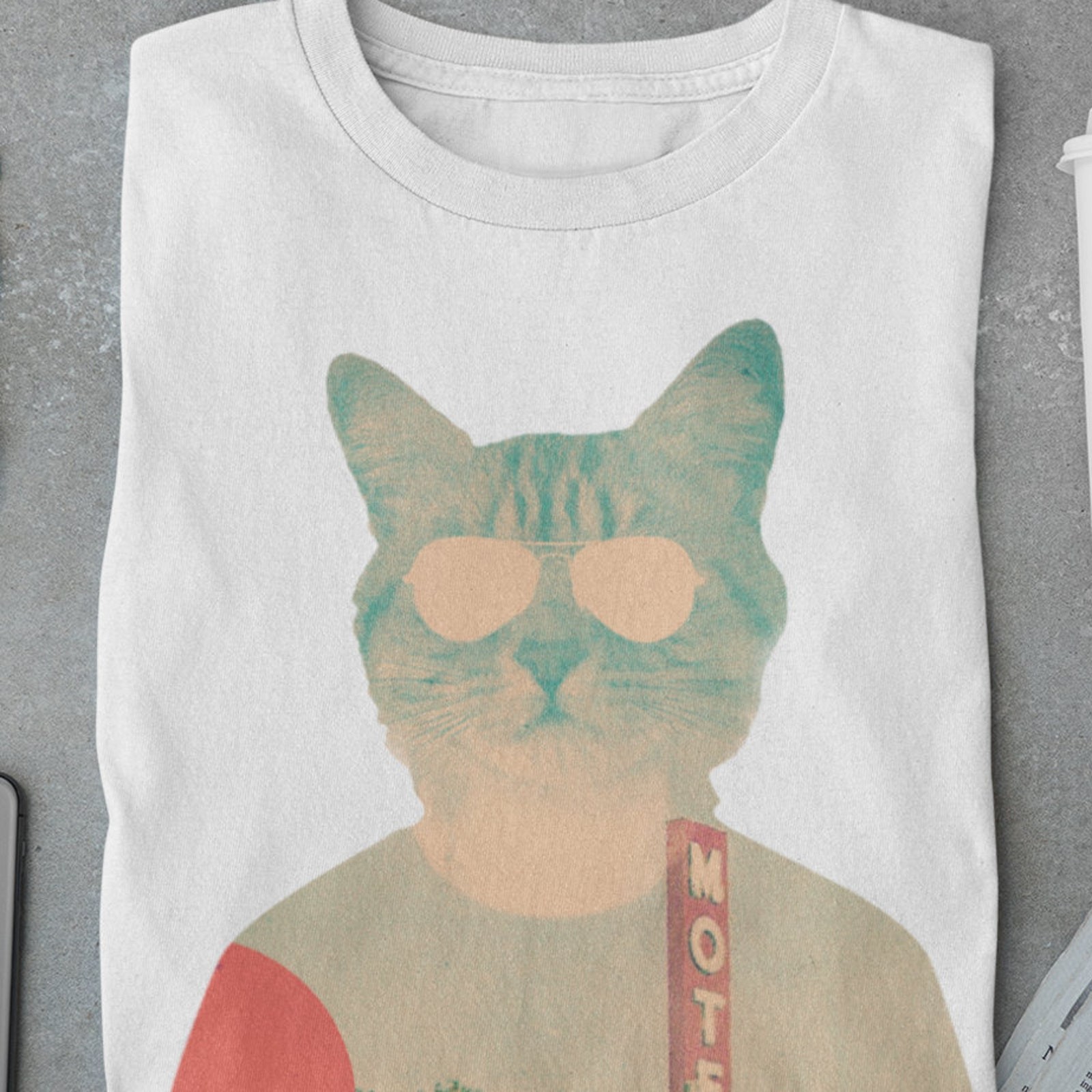 #26 Cool Cat Men's T-shirt, Funny Animal Print Mens Tshirt, Cat Print Mens Tshir gallery