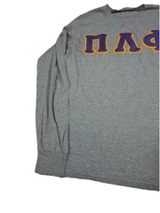 PI LAMBDA PHI Vintage LONG SLEEVE TEE Gray Size Large Greek Gear Frat Sorority