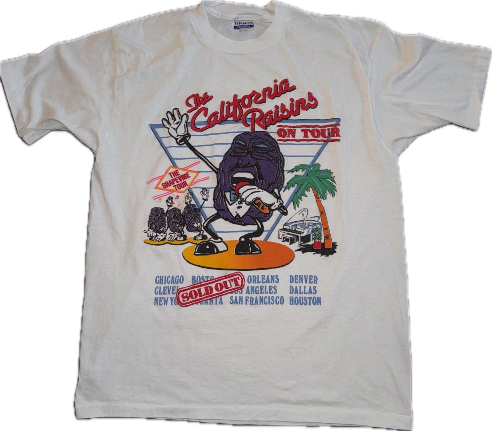 80’s, 90’s Vintage NOS XL Single Stitch California Raisins White T-shirt. USA gallery