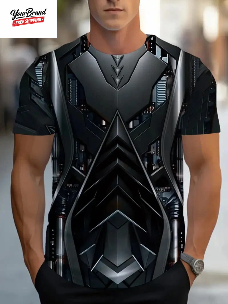 Cool Technology Graphic Print T-Shirt 2025 Men’S Short Sleeve T-Shirts Clothing