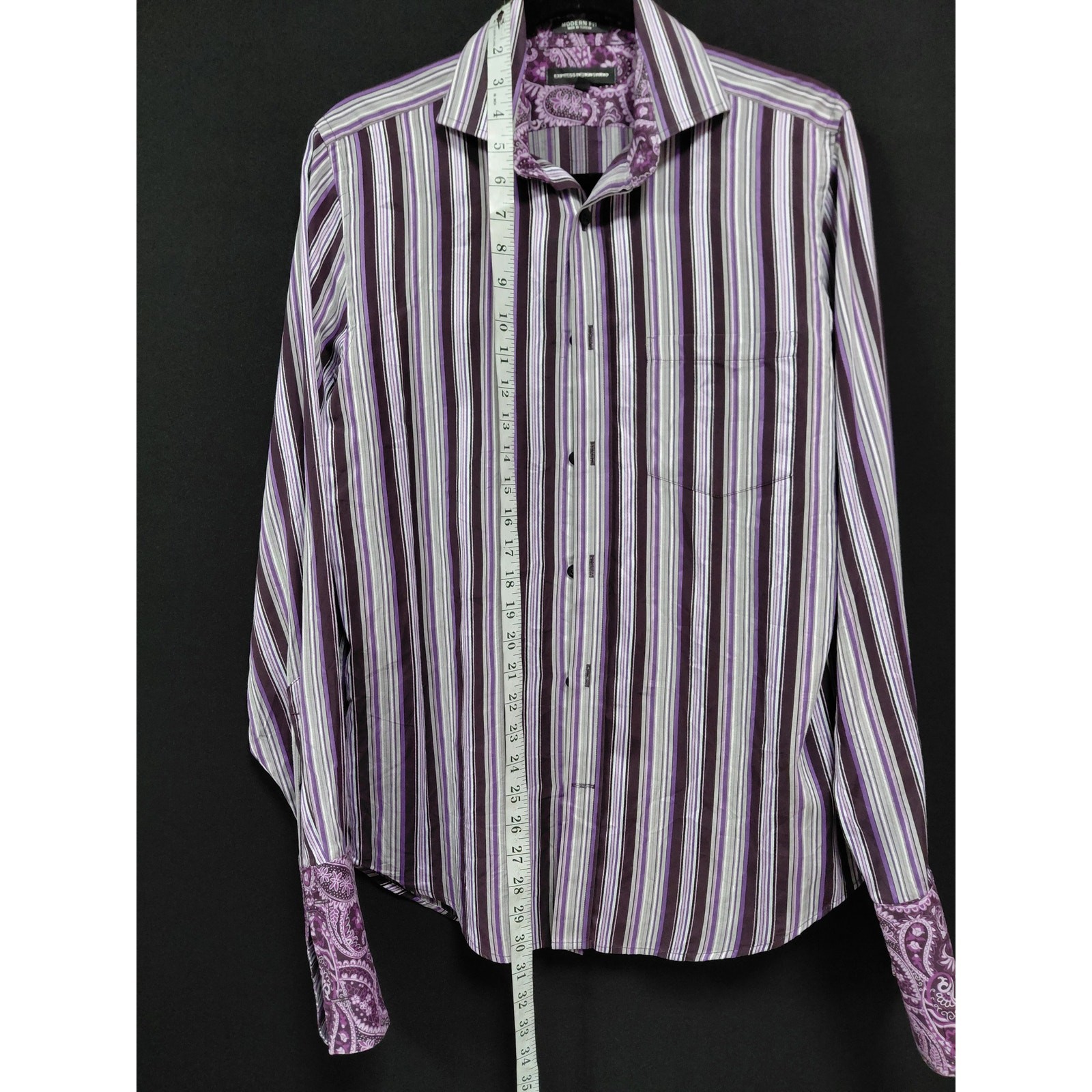 Express Design Studio Modern Fit Striped Shirt Purple Size S gallery
