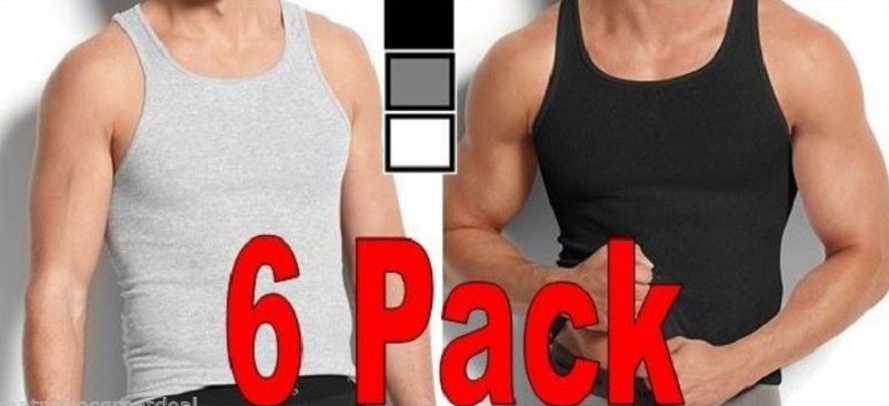 6 MENS Dark Color Tank Top Wife Beater A-Shirts 3XL Ribbed 100 % Cotton 3XL gallery