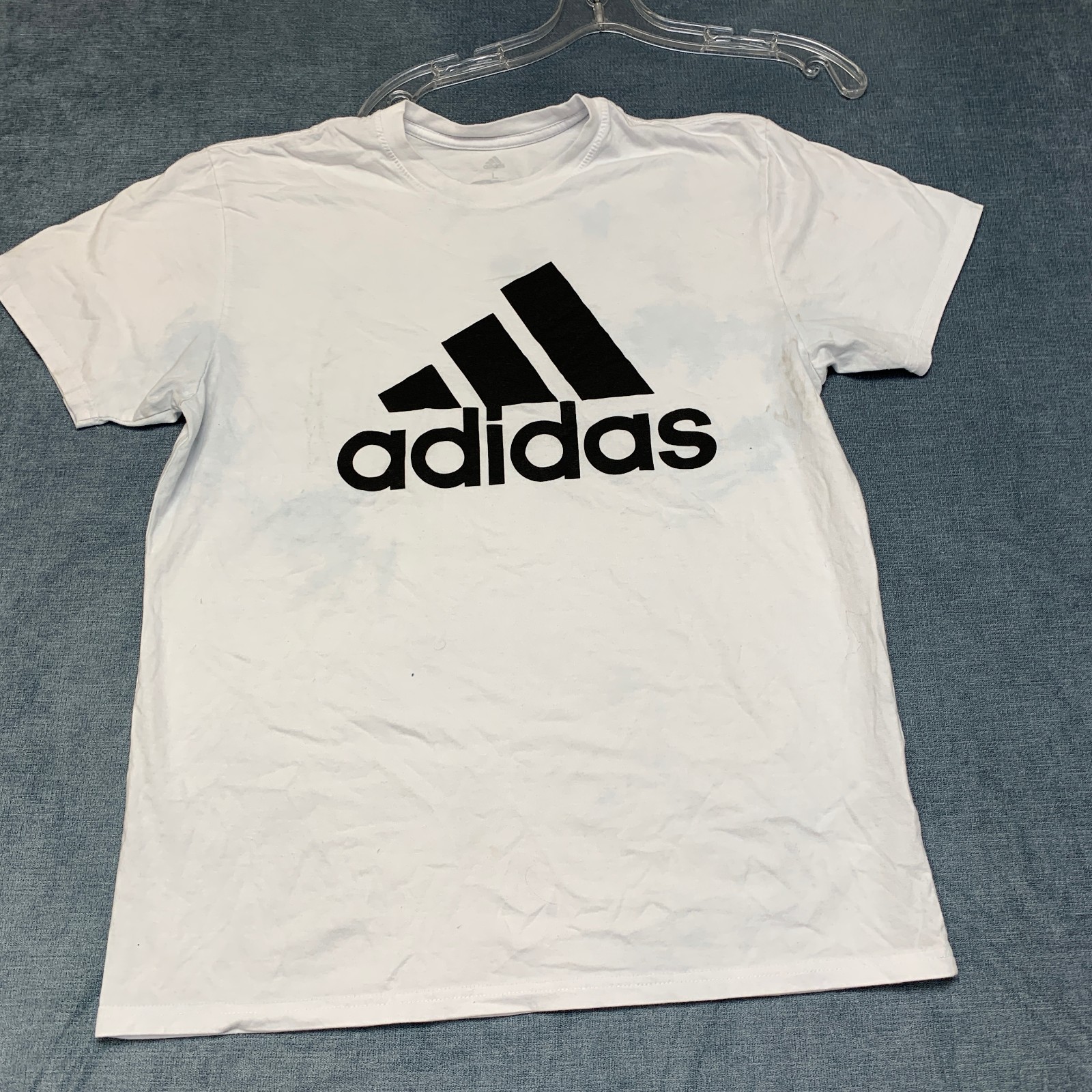 Adidas T Shirt Mens Large White Logo Short Sleeve Outdoor Travel Pullover Tee gallery