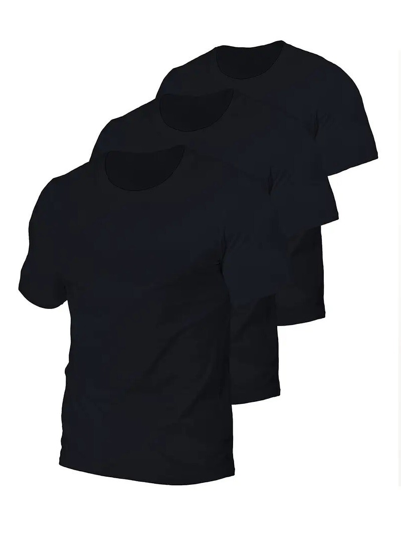 New 3-12 Pack Men's 100% Cotton Tagless T-Shirt Undershirt Tee Plain Black S-XL gallery