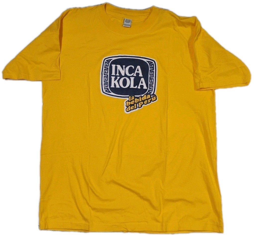Inca Kola Shirt Mens Large Yellow Graphic Peruvian Soda La Bebida del Peru gallery
