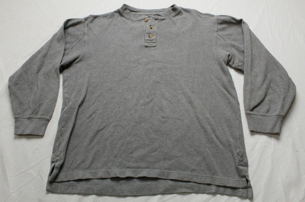 Duluth Trading Co. Men’s Waffle Mock Henley Shirt NN7 Heather Grey Medium NWoT