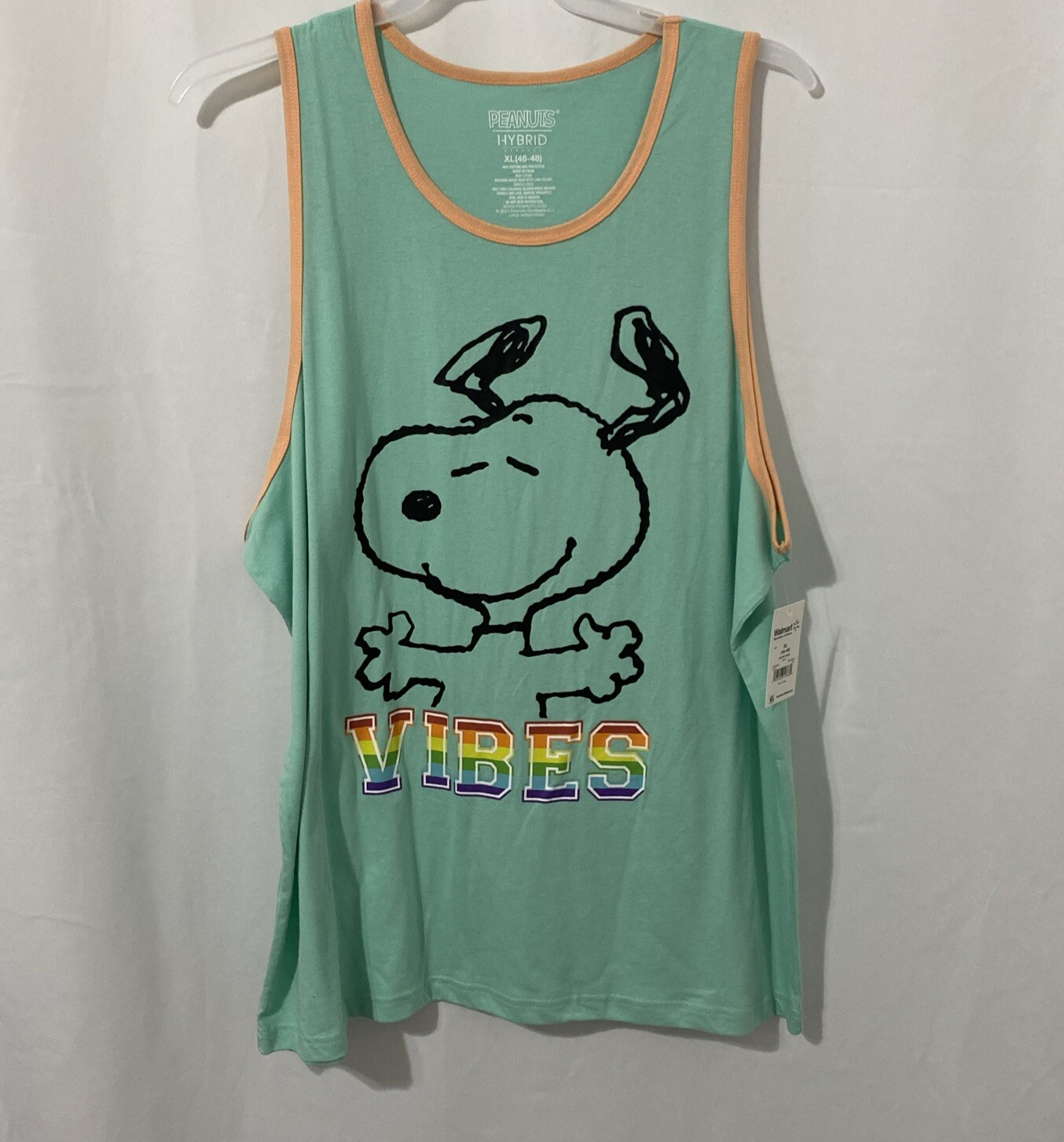 Peanuts Snoopy Men's Pride Tank Top Shirt “Vibes” Aqua XL (46-48) NWT gallery