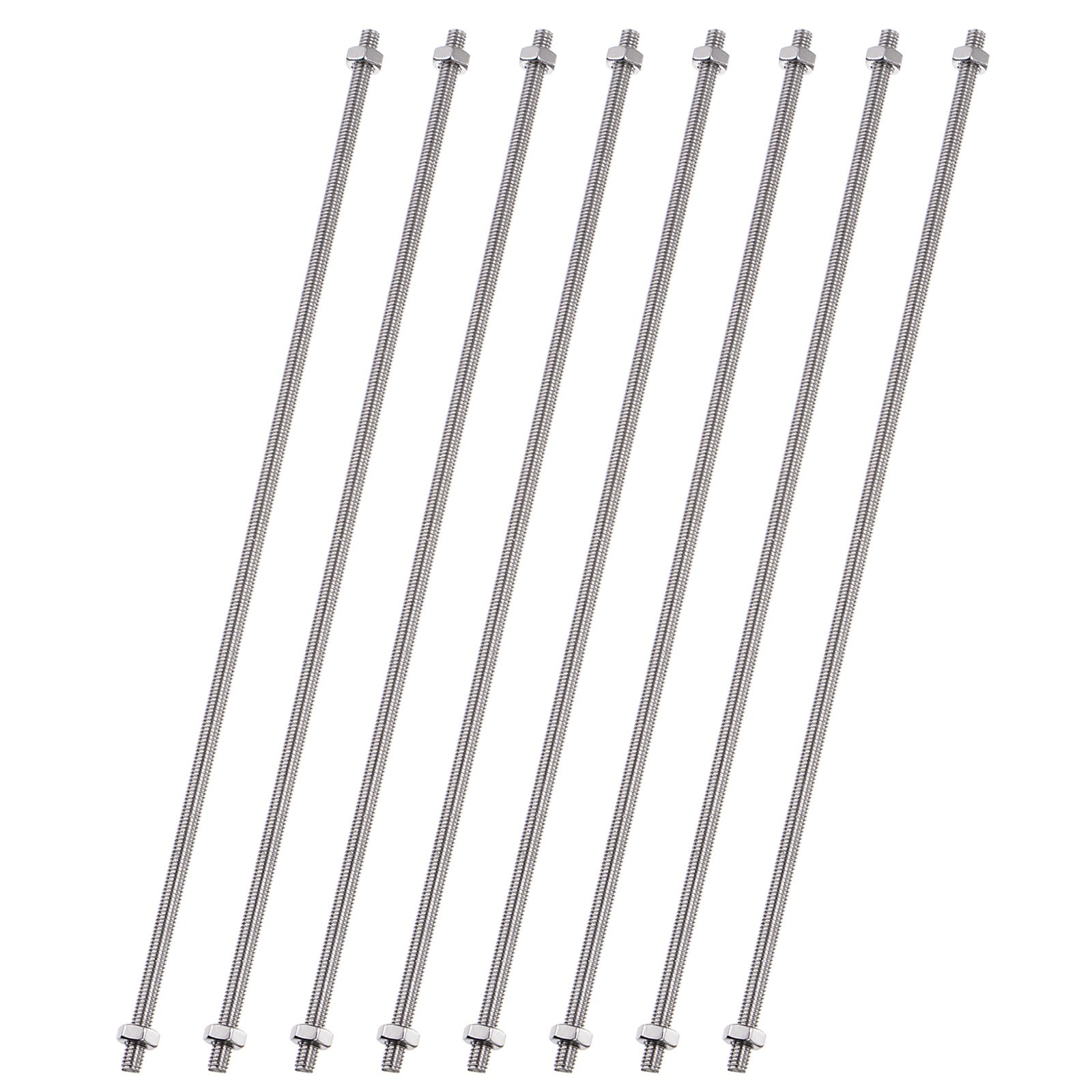 8 Pack 8/32 Inch Stainless Steel M4 Threaded Rod with Hex Nuts 12 Inch Silver