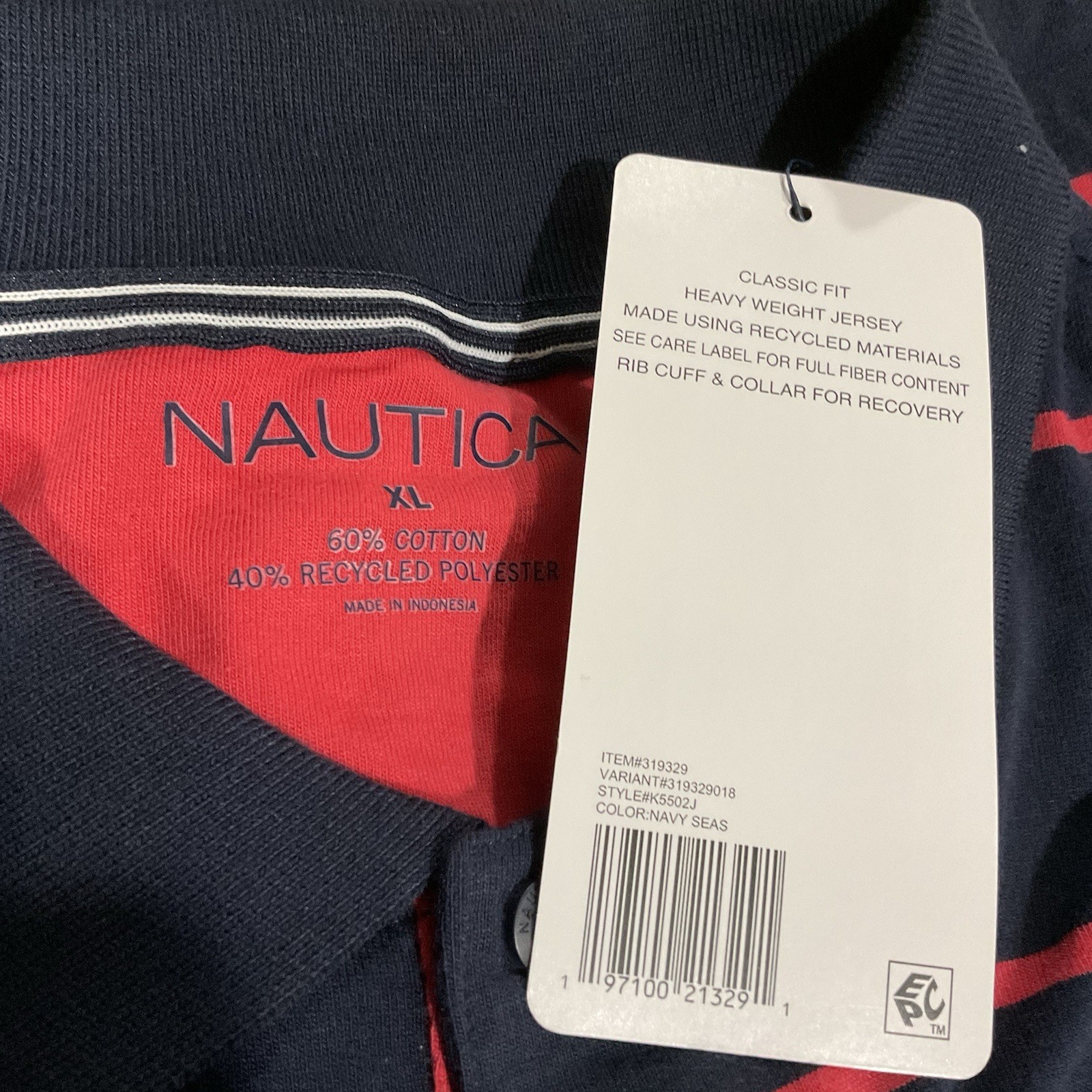 Nautica Men’s Polo Shirt (Size XL) Navy Seas, Striped, Logo gallery