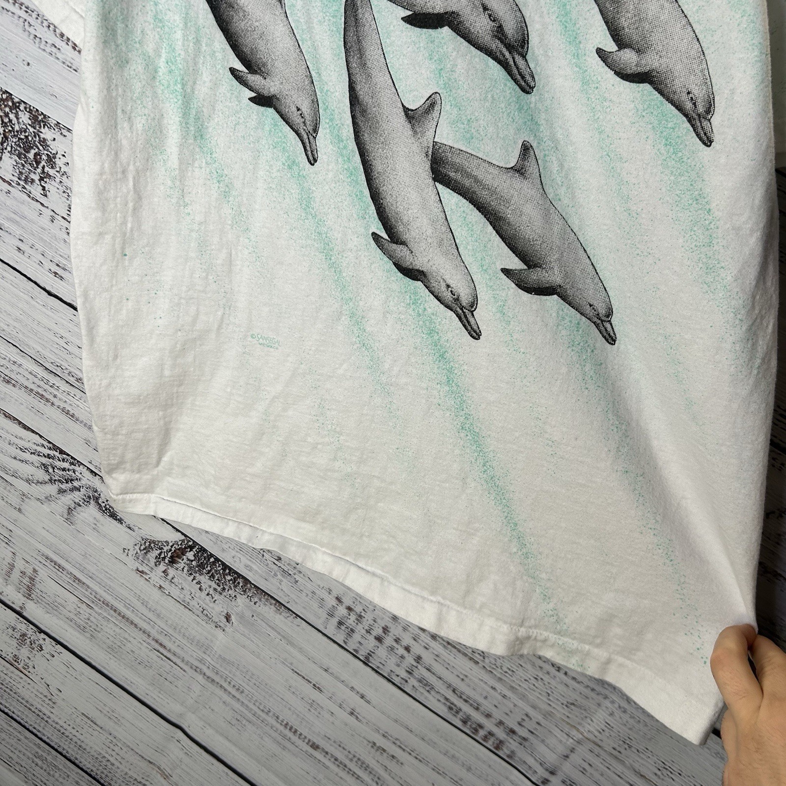 Vintage Sea World Single Stitch T-Shirt Nature All Over Print Graphic Dolphins L gallery