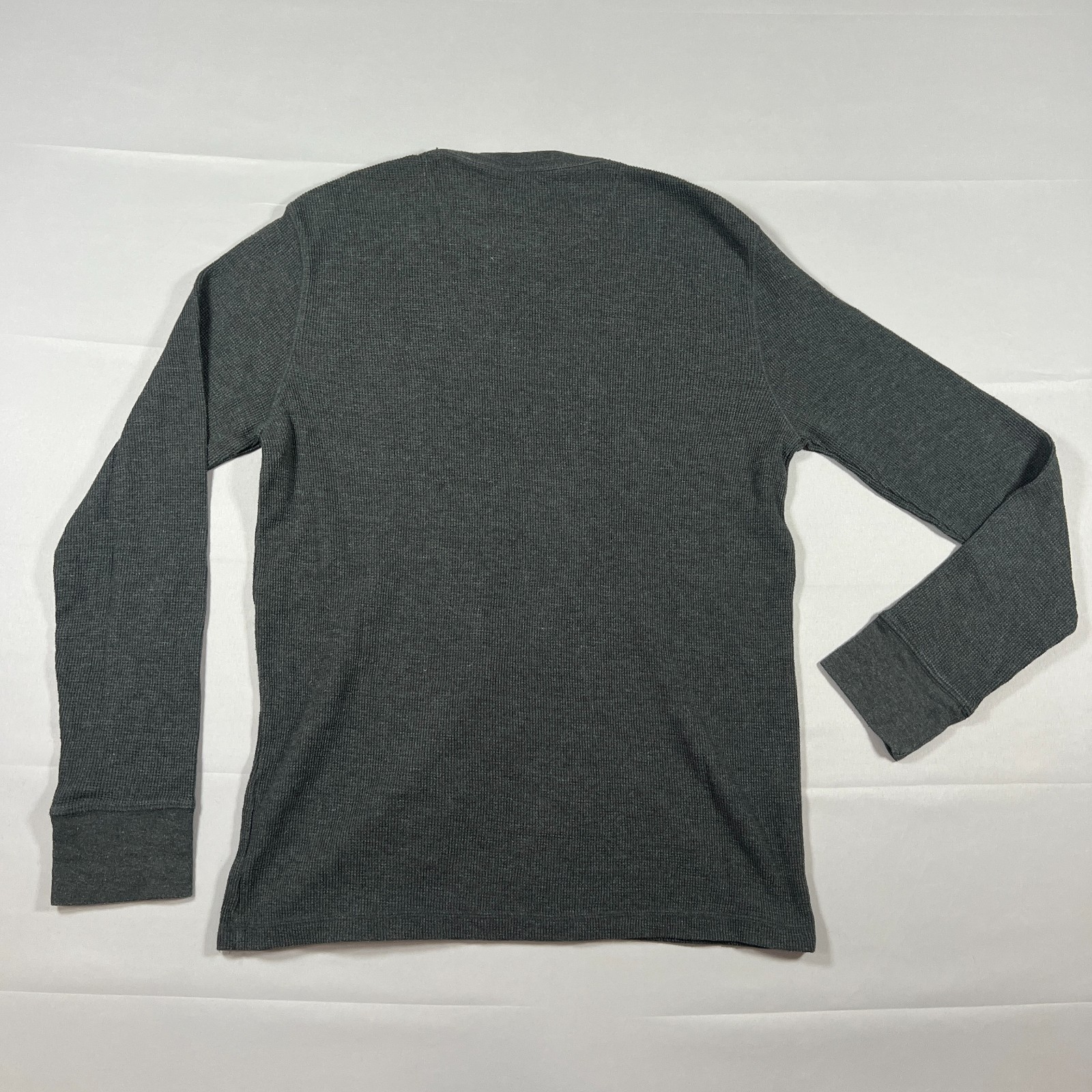 Merona Thermal Shirt Mens Large Charcoal Gray Cotton Waffle Knit Raglan Sleeve gallery